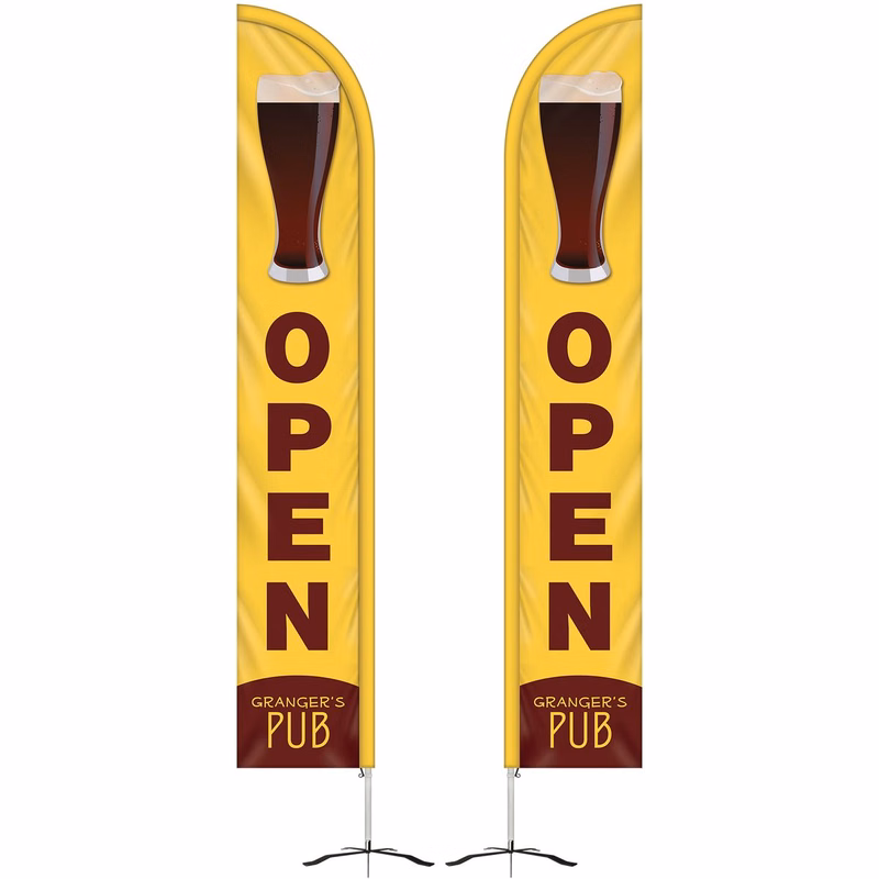 12' Double Sided Half Drop Banner w/ Premium Hardware & Cross Base