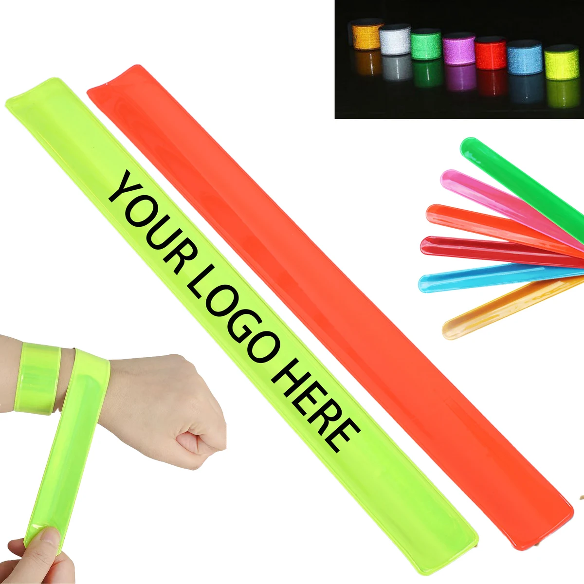 Custom PVC Reflective Slap Bracelet ArmBands 1