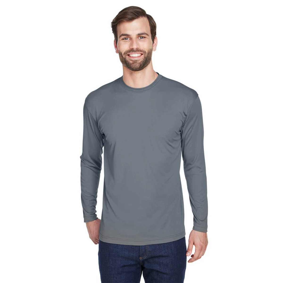 Men's Cool & Dry Sport Long Sleeve Performance Interlock T-Shirt - 8422 1