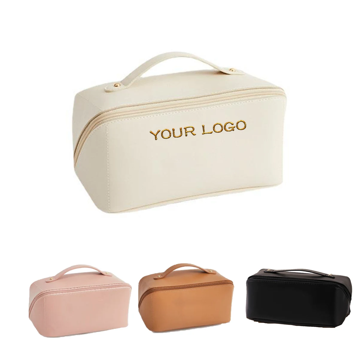 MOQ 20 PCS Custom Logo PU Leather Cosmetic Bag 1