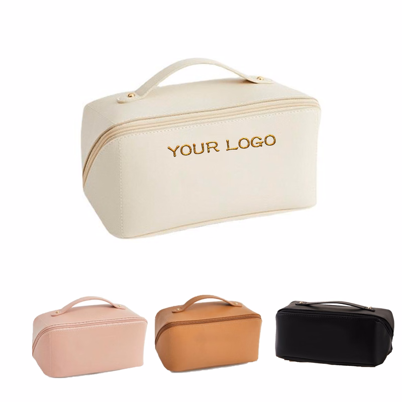 MOQ 20 PCS Custom Logo PU Leather Cosmetic Bag