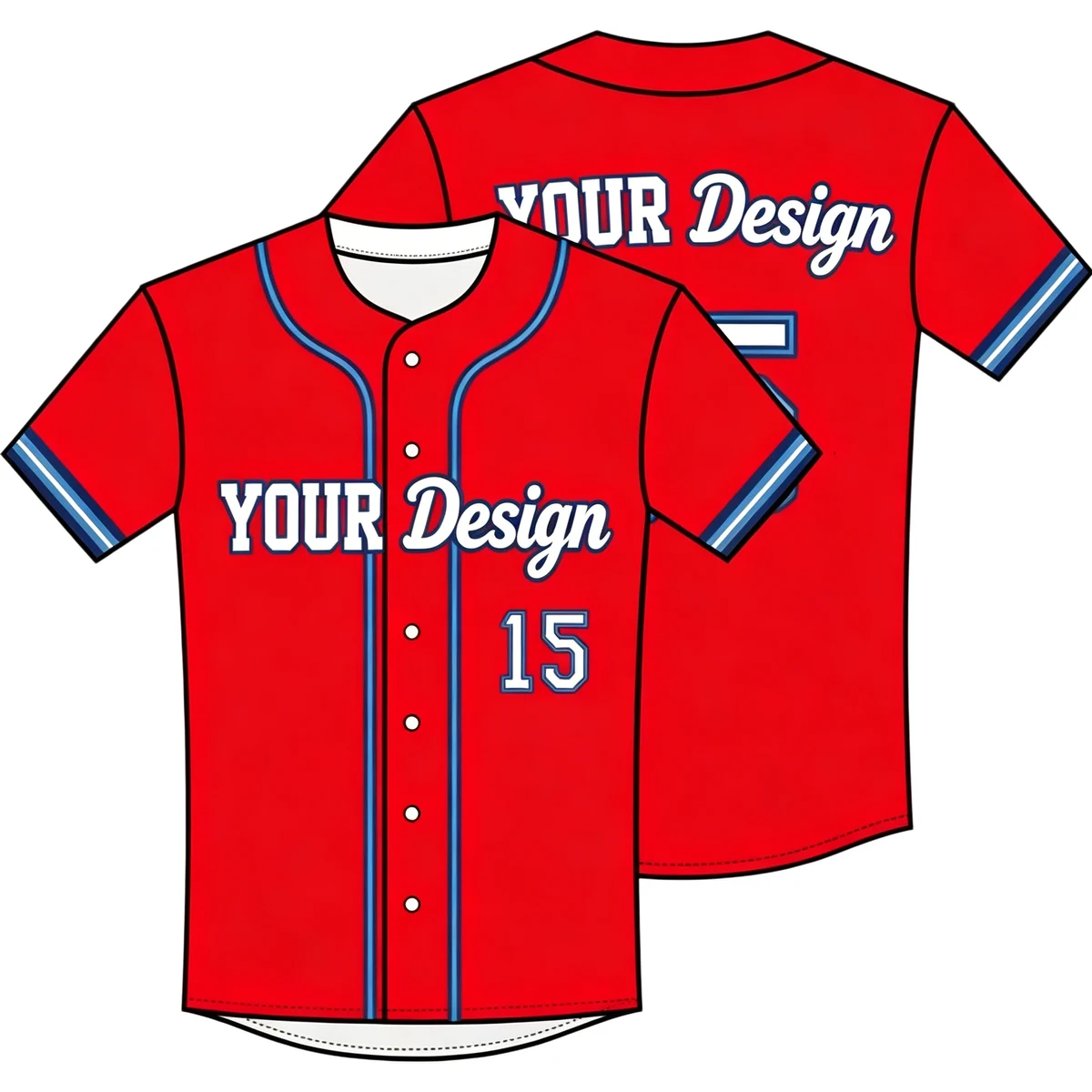 Unisex Full Button Baseball Jersey 1