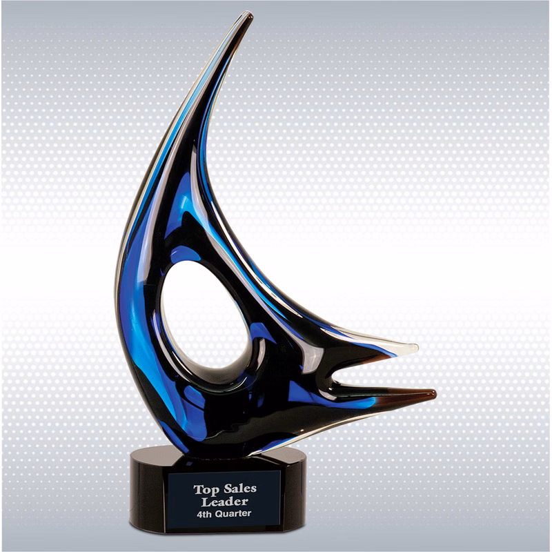 14 1/4" Blue Sail Art Glass