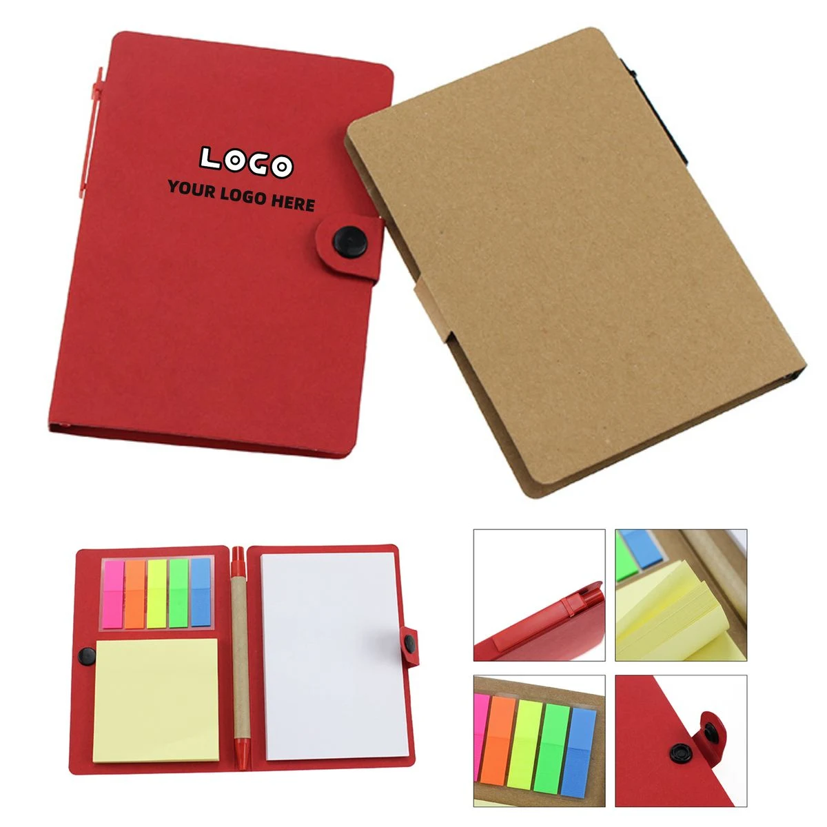 Custom Button-Closure Notepad and Pen Set 1