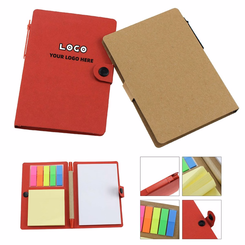 Custom Button-Closure Notepad and Pen Set