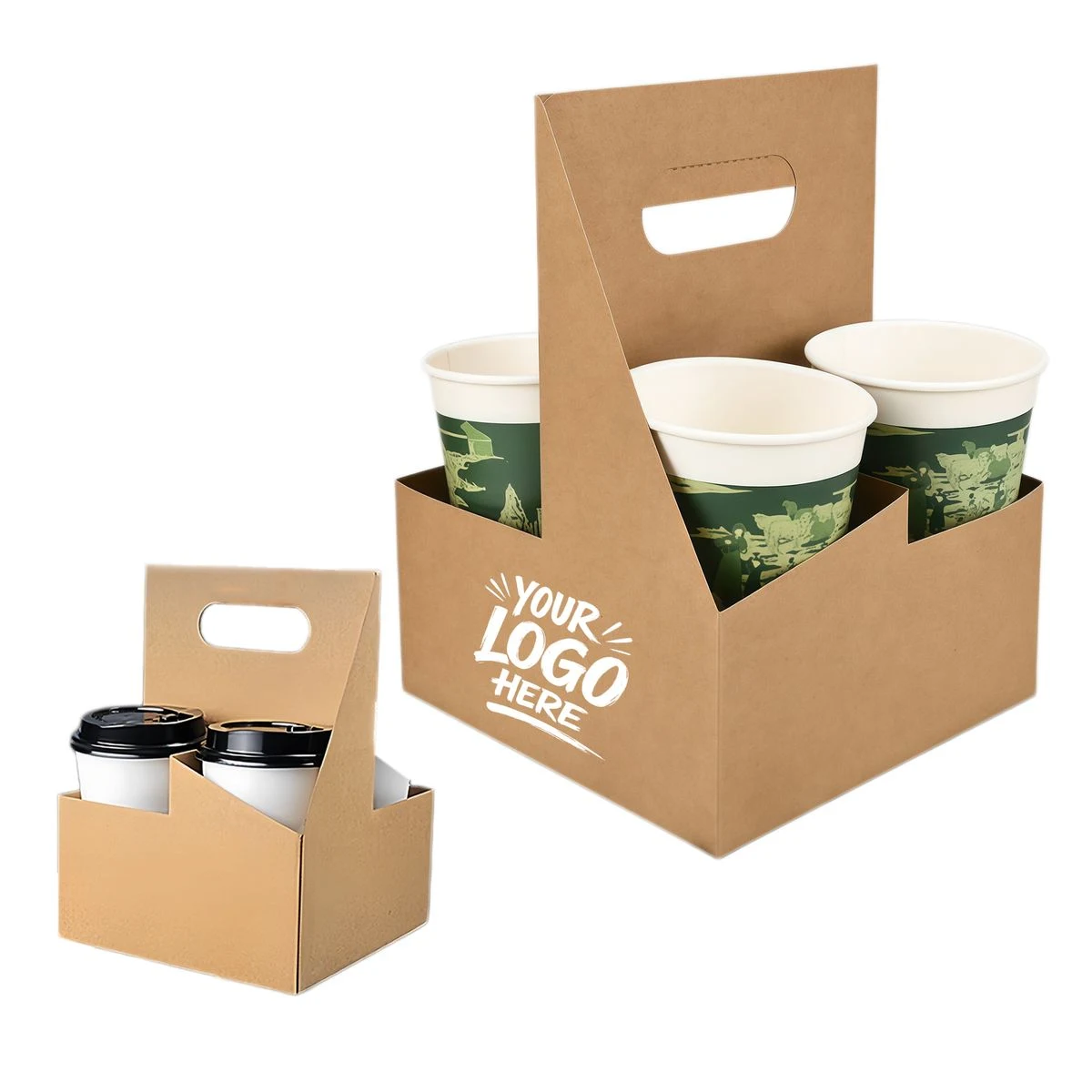 Disposable Kraft Beverage Tray 4 Cup Holder 1