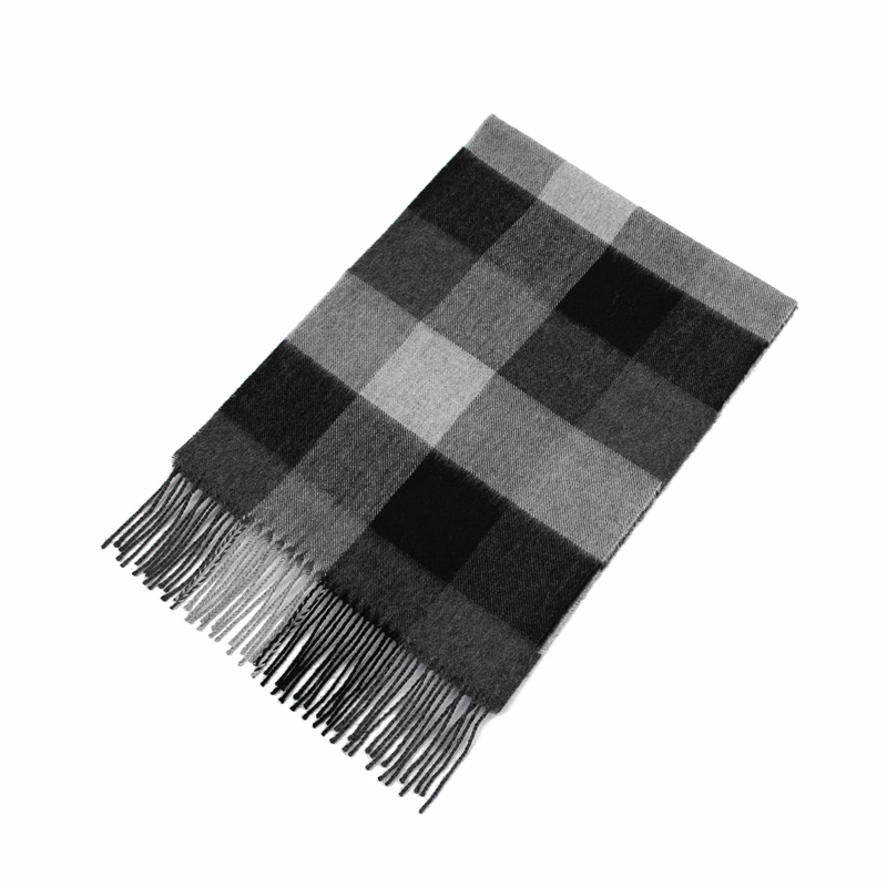 Gray Plaid Alpaca Blend Scarf