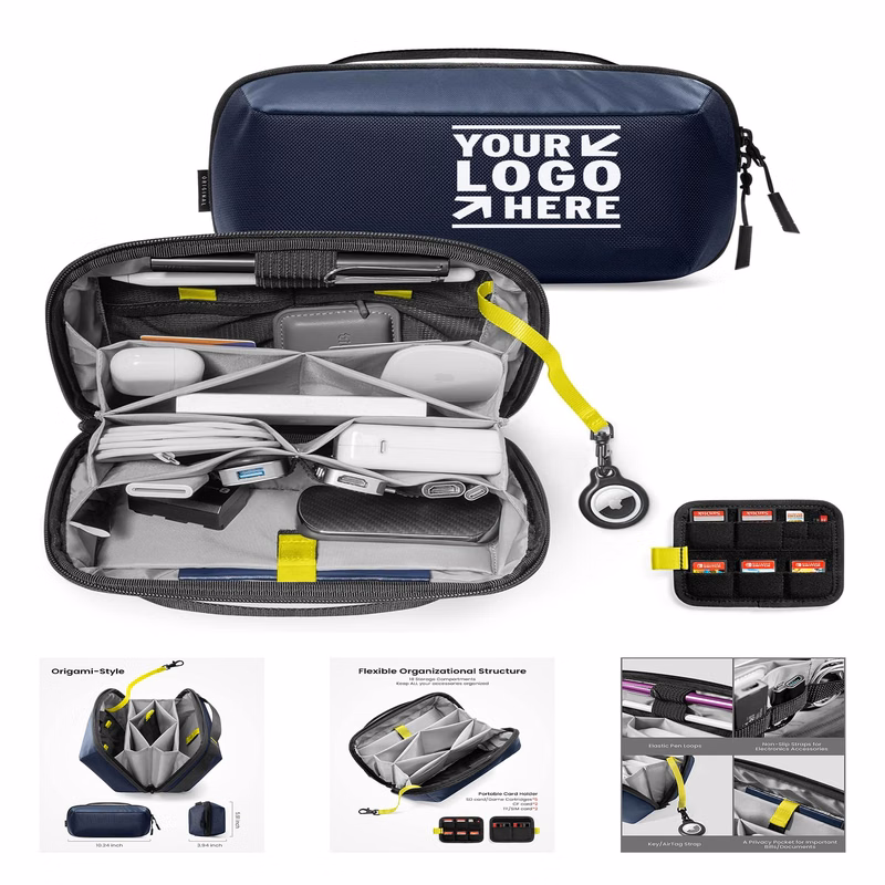 Removable Card Slot Electronic Organizer Tech Pouch MacBook Charger Water-resistant Storage Bag