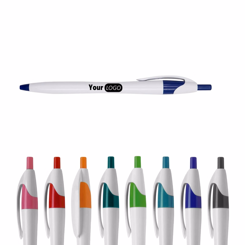 Custom Logo Push Color Plastic Ballpoint Pen Balck Ink