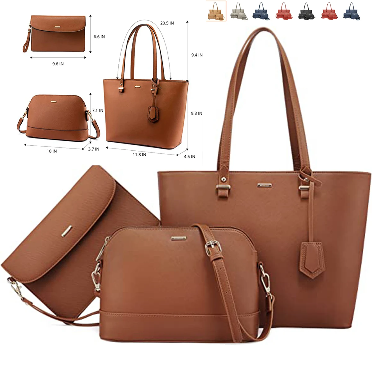 3 Pcs Women Tote Bag Shoulder Bag Top Handle Satchel Bag 1
