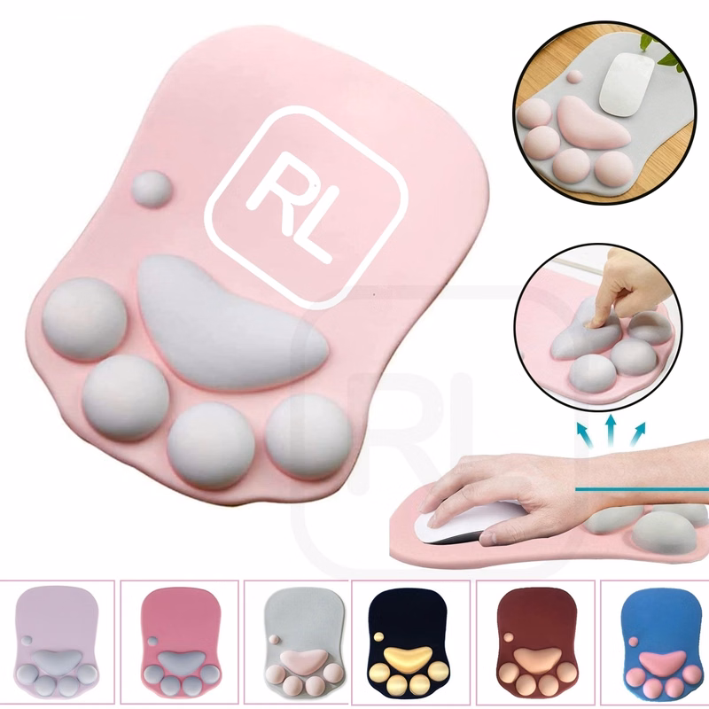 3D Cat Paw Mouse Pad with Silicone Wrist Support Cushion