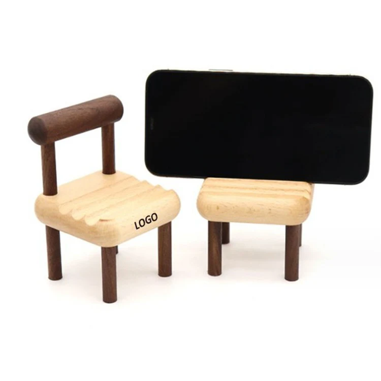 Creative Wooden Chair Cell Phone Stand 1