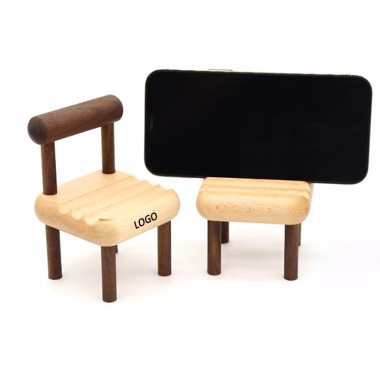 Creative Wooden Chair Cell Phone Stand