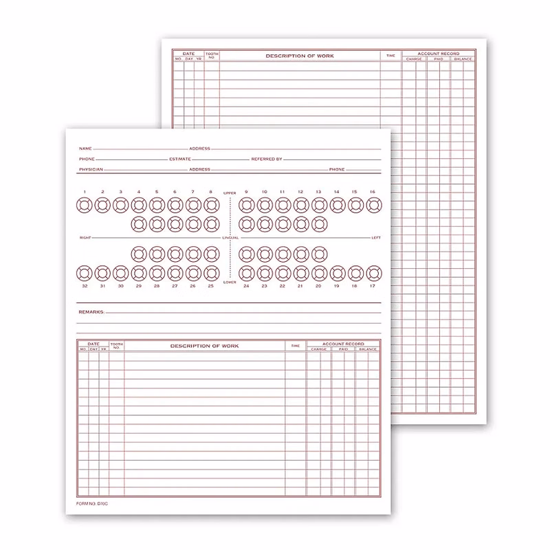Dental Exam Records, Numbered Teeth System C, Folder Style