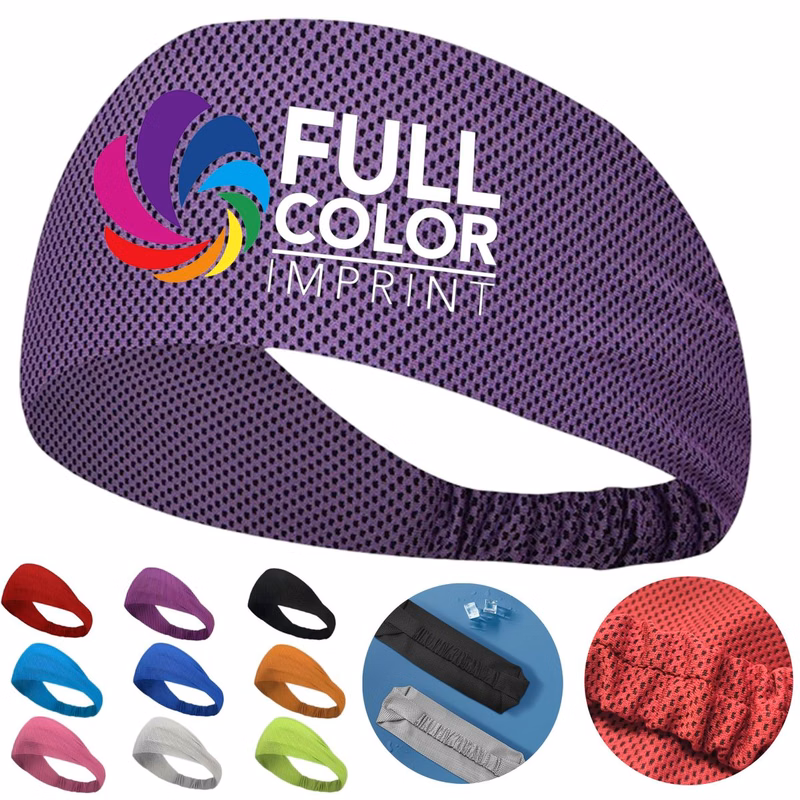 Full Color Ice Cool Sweat Absorbent Elastic Sports Headband