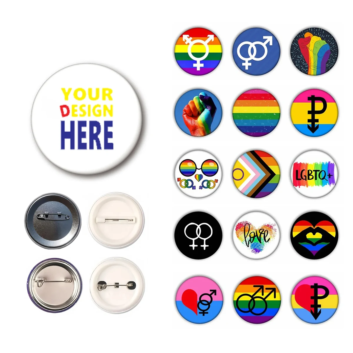 2.3"Dia Round Tinplate Badge Button Pin MOQ 50PCS 1