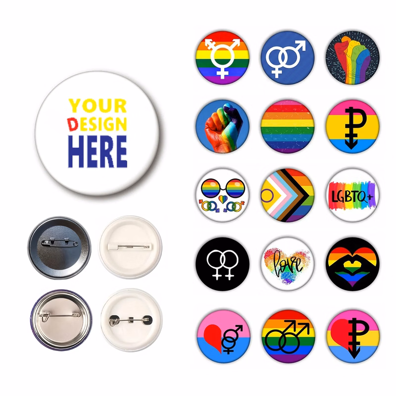 2.3"Dia Round Tinplate Badge Button Pin MOQ 50PCS