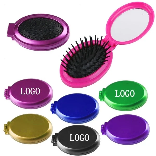 Oval Comb With Folding Pocket Mirror 1