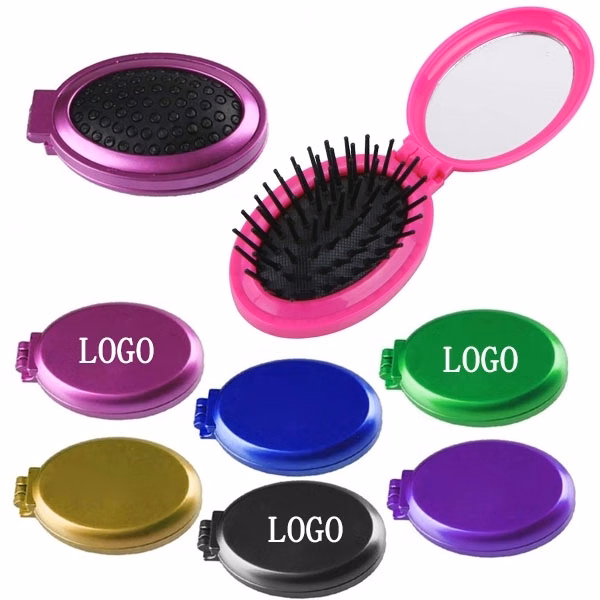 Oval Comb With Folding Pocket Mirror