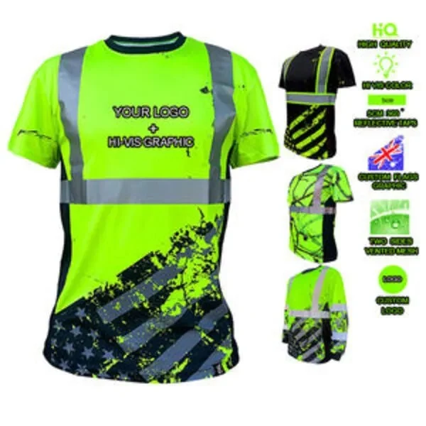 Custom Beautiful Hi Vis Graphic Reflective Workwear T Shirt 1