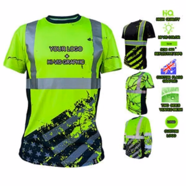 Custom Beautiful Hi Vis Graphic Reflective Workwear T Shirt
