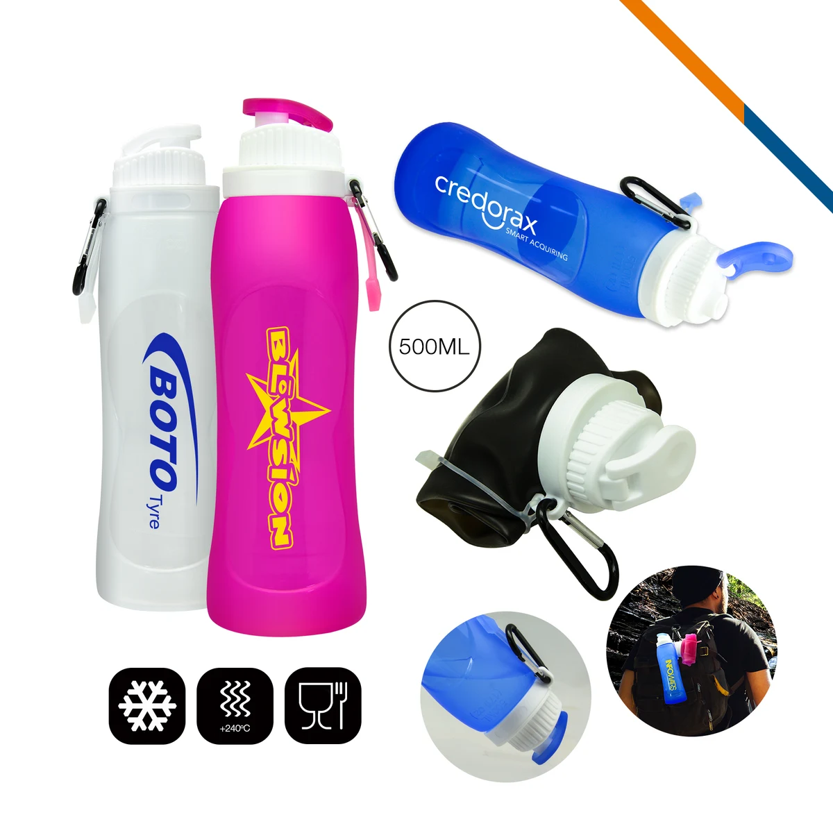 H2O Collapsible Water Bottle Large (17 Oz.) 1