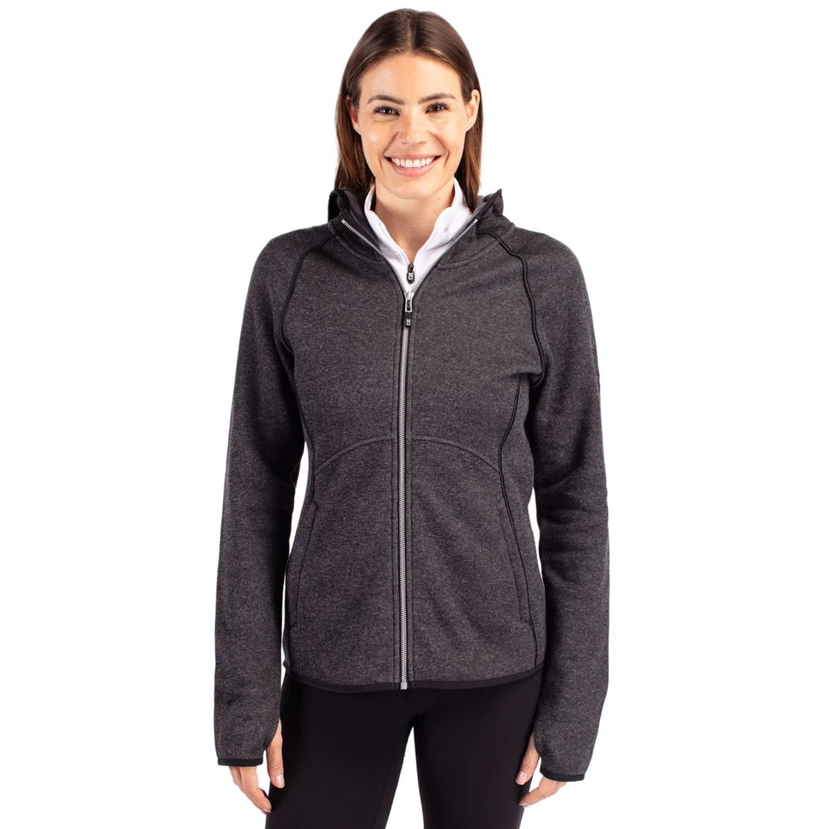 Cutter & Buck Mainsail Sweater-Knit Womens Full Zip Hooded Jacket 1