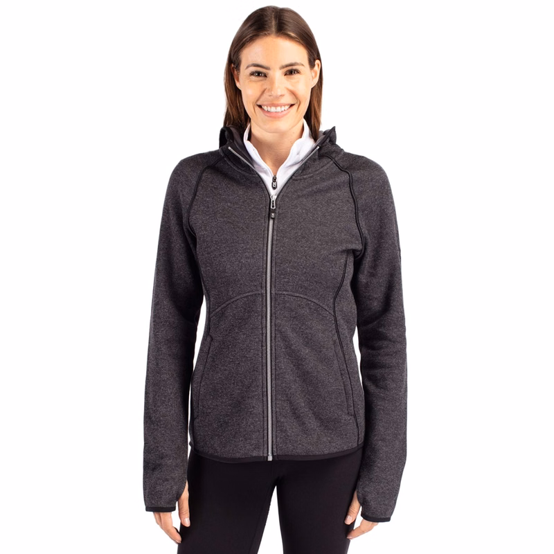 Cutter & Buck Mainsail Sweater-Knit Womens Full Zip Hooded Jacket