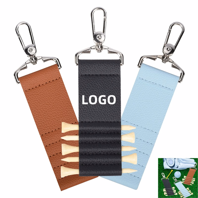 PU Leather Golf Tee Holder Keychain