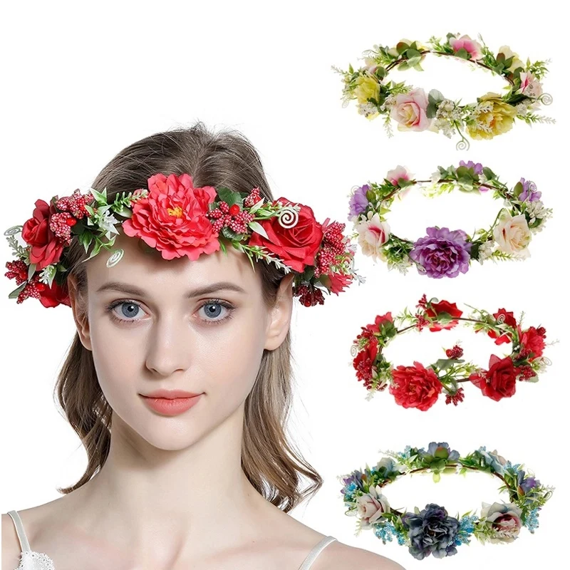 Artificial Flower Wreath Headband 1