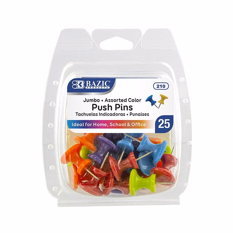 Jumbo Push Pins - 25 Pack Assorted