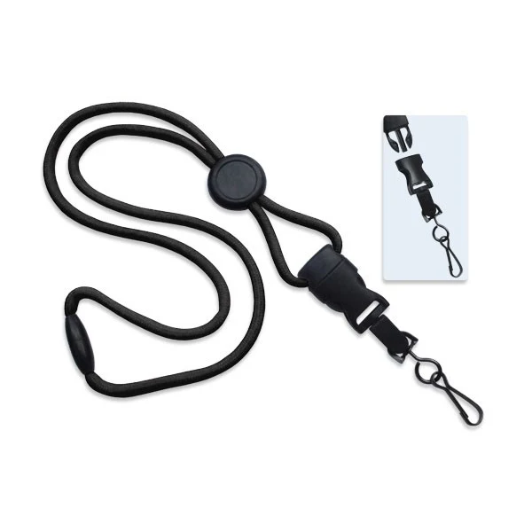 1/4" Polyester Lanyard with Round Slider and Quick Release (J-Hook) 1