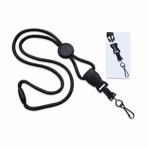 1/4" Polyester Lanyard with Round Slider and Quick Release (J-Hook)