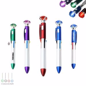 4 Colors Refills Pen With LED Diamond