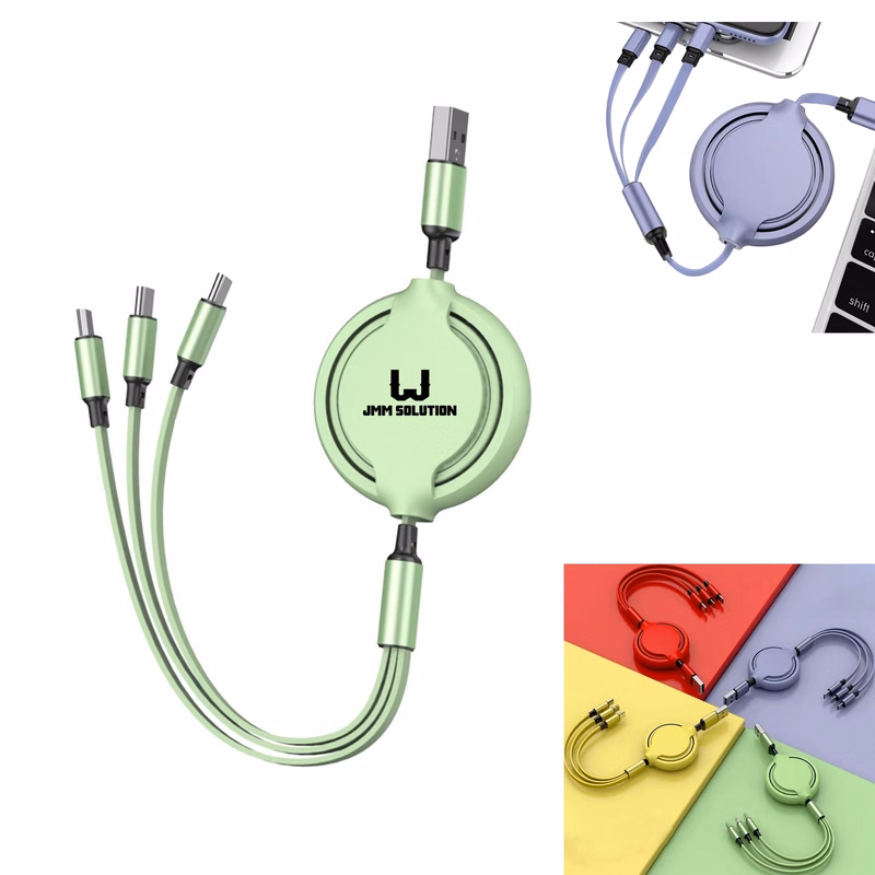 4Ft 3-In-1 Retractable Multi Charging Cable