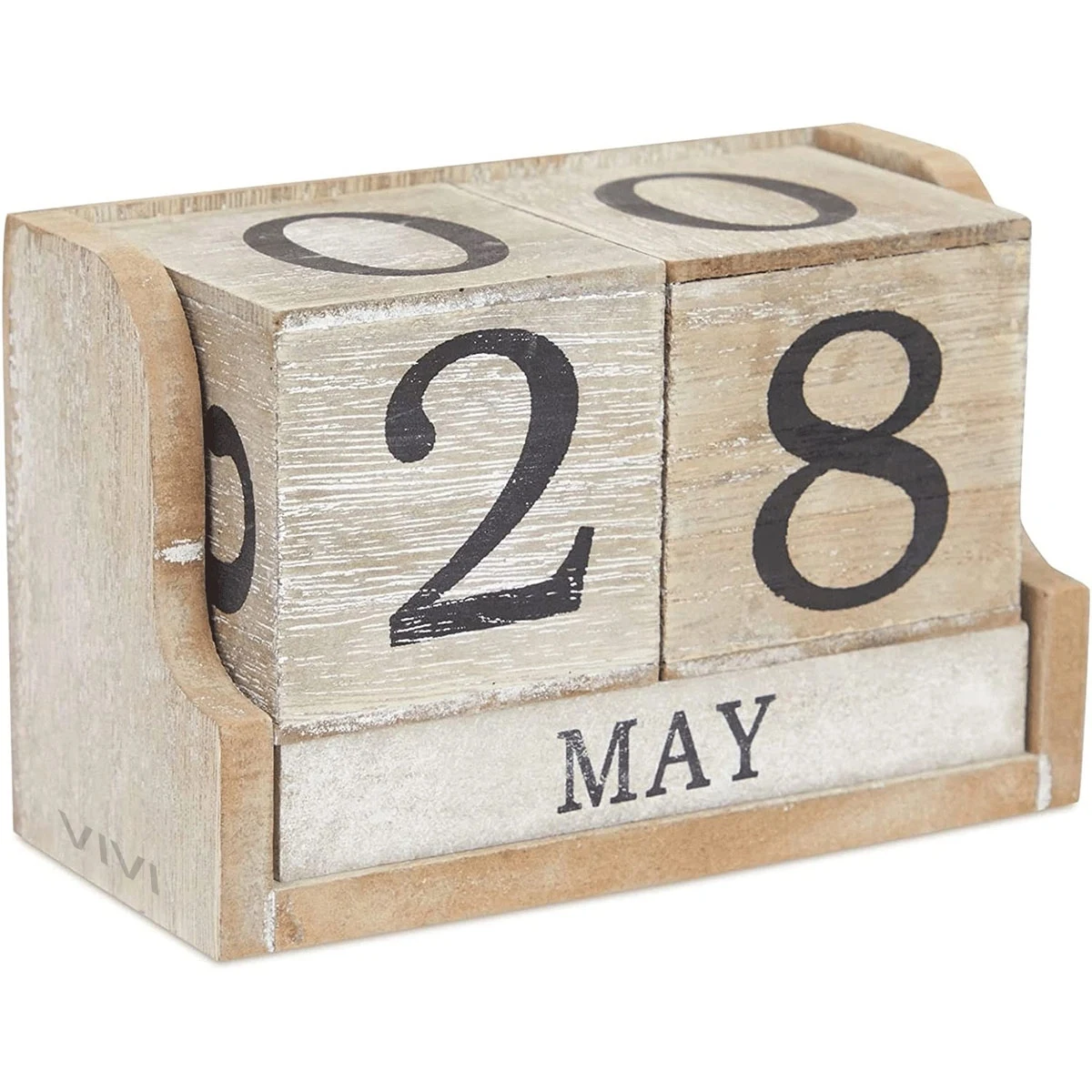 Wooden Perpetual Date Desk Calendar Blocks 1