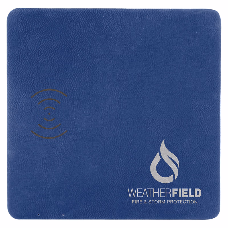 Blue/Silver Leatherette Phone Charging Mat