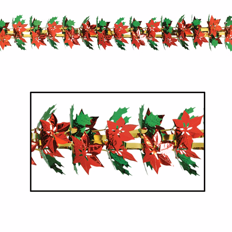 Poinsettia & Holly Garland/ Columns