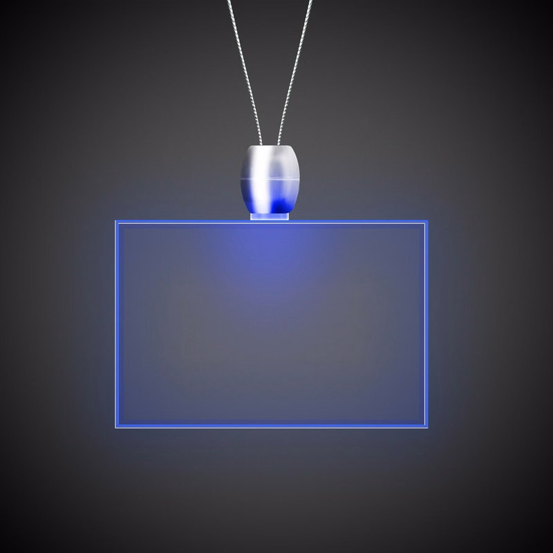 Rectangle Blue Light-Up Acrylic Pendant Necklace