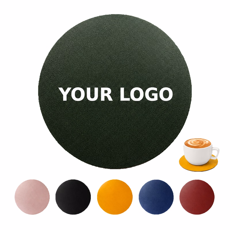 Round PU Leather Drink Coaster