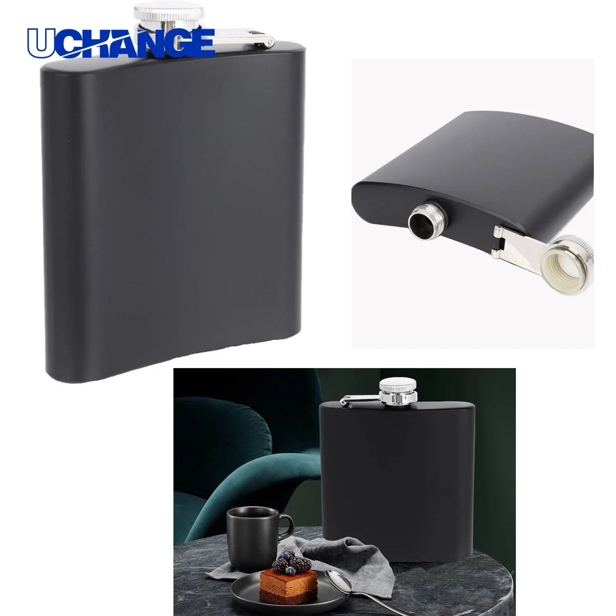 Stainless Steel Hip Flask Container (6 oz.), custom water bottle with logo imprint 1