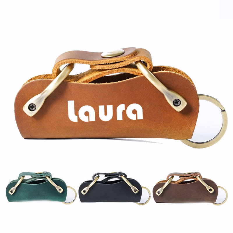 Leather car key case