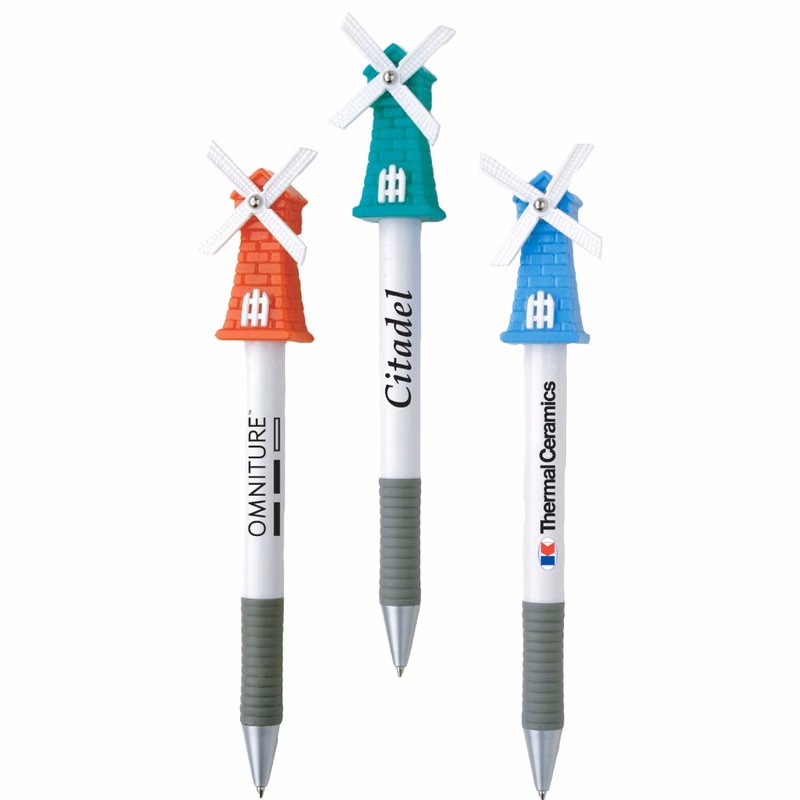 Windmill Top Ballpoint Custom Pens With Comfort Grip