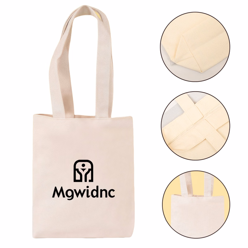 Reusable Beige Canvas Tote Bag - Large Durable Eco-Friendly Handbag