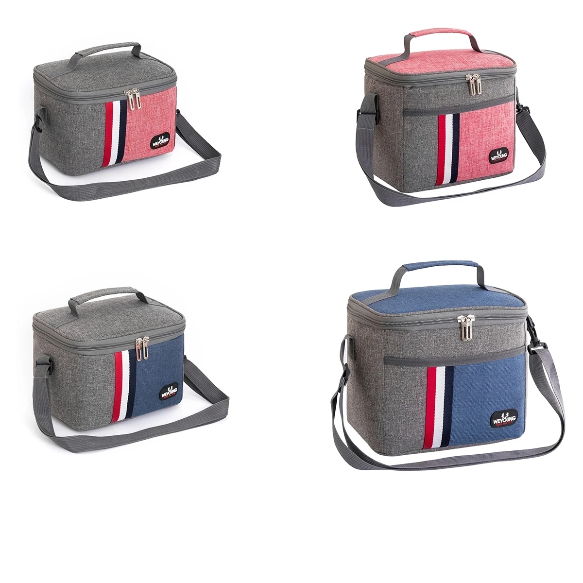 Blue Insulated Waterproof Lunch Bag With Shoulder Strap 1