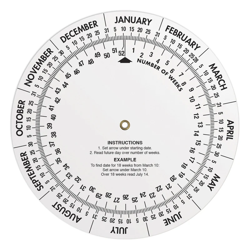 White Plastic Date Finder Wheel Calculator 1