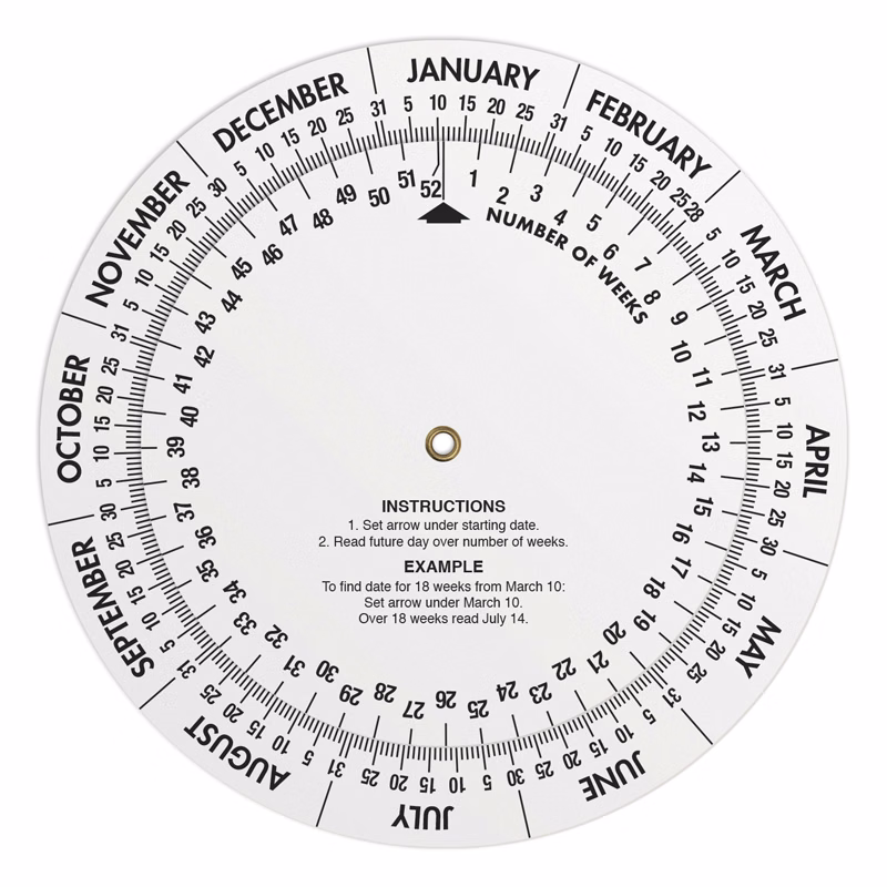 White Plastic Date Finder Wheel Calculator