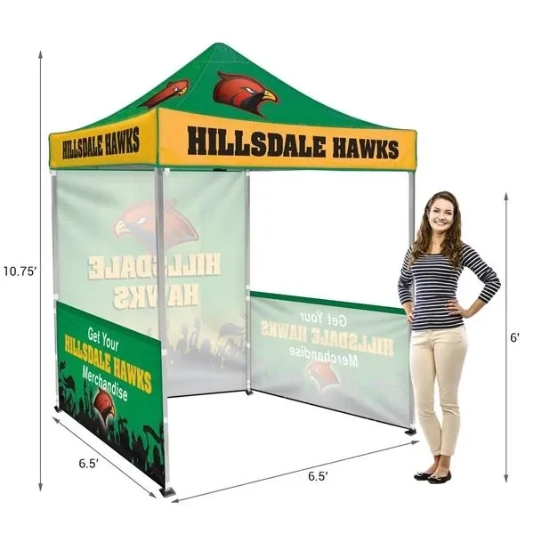 6.5' Square Tent with Back & 2 Half Walls Dye Sublimation 1