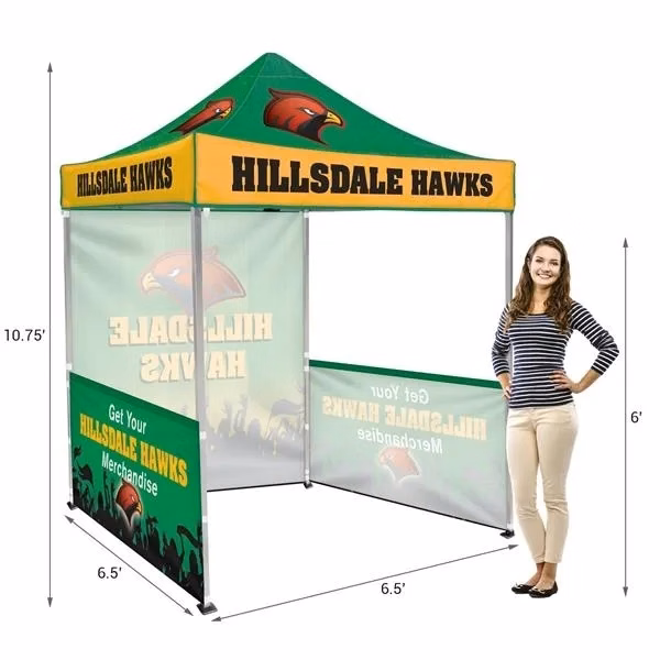 6.5' Square Tent with Back & 2 Half Walls Dye Sublimation