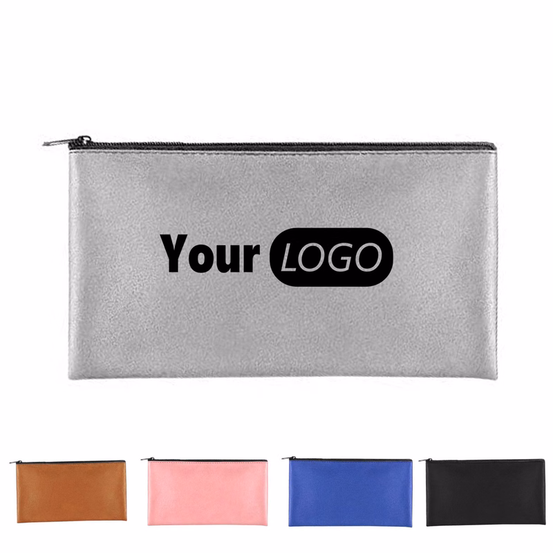 Zipper Storage Pouch Made Of Leather For Daily Business Use